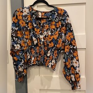 Multi color, floral, ruffled crop top